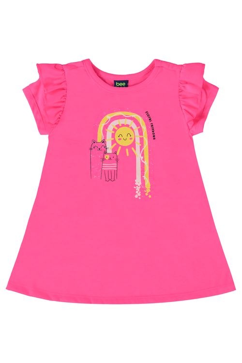 Vestido Infantil em Meia Malha (Rosa Pink) Bee Loop