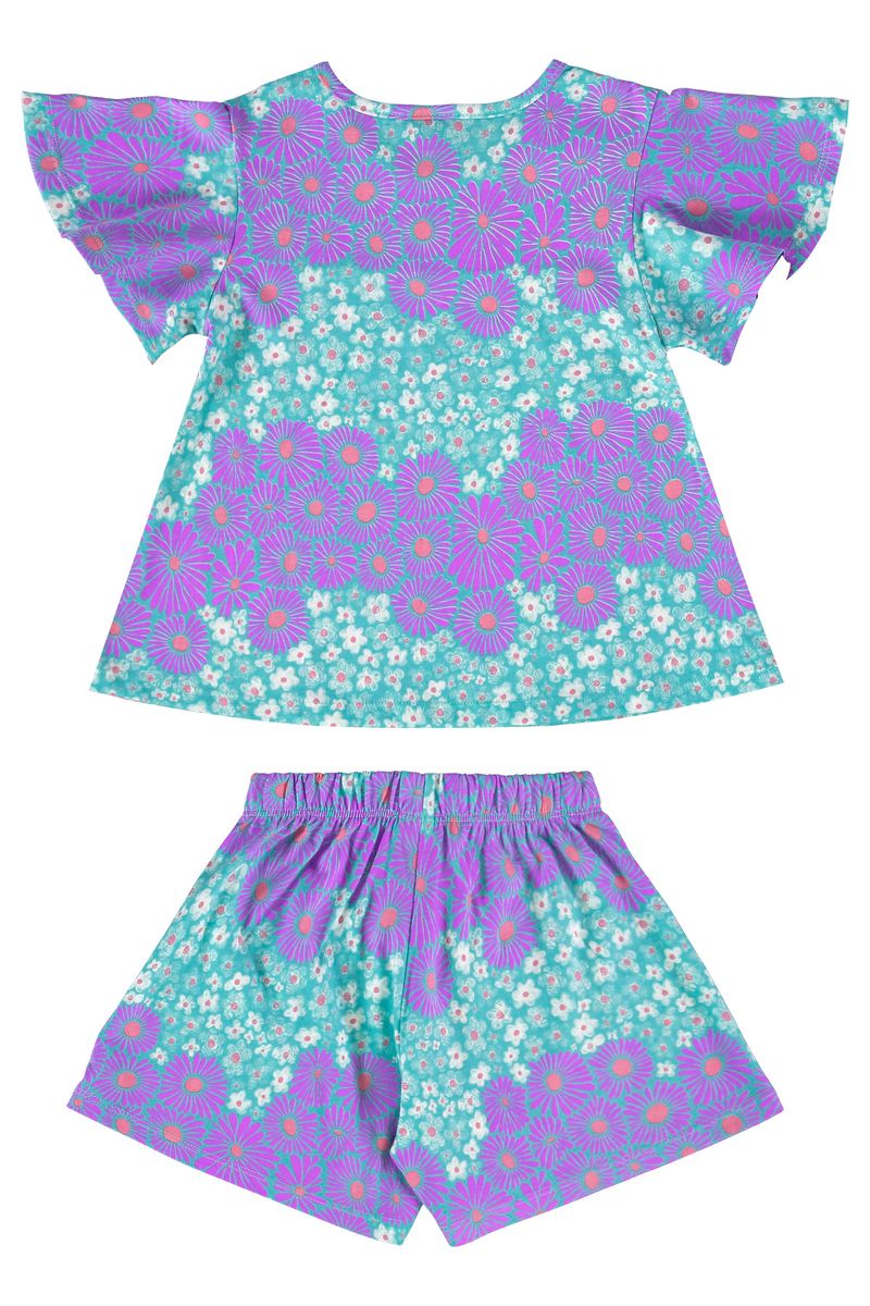 Conjunto-com-Bata-e-Short-para-Menina-Verde-Bee-Loop