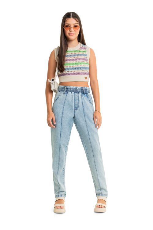 Regata Cropped Juvenil em Tricô (Bege) Gloss