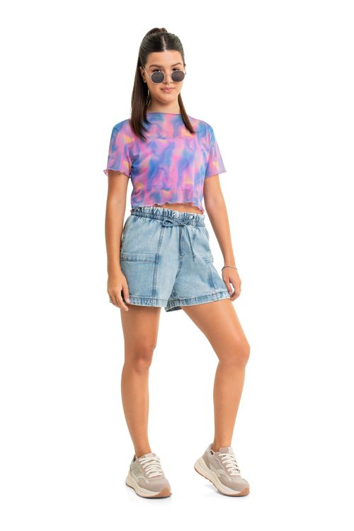 Top Juvenil com Sobreposição (Roxo) Gloss
