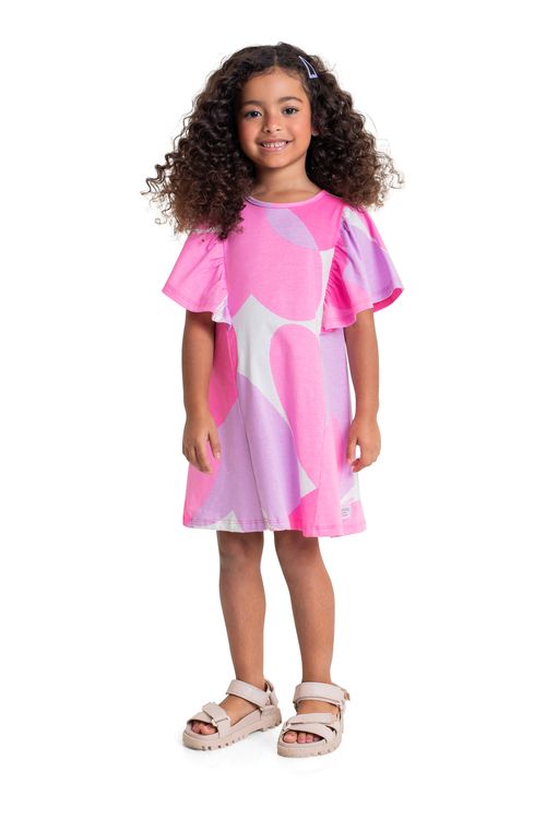 Vestido Infantil de Corações para Menina (Rosa) Quimby