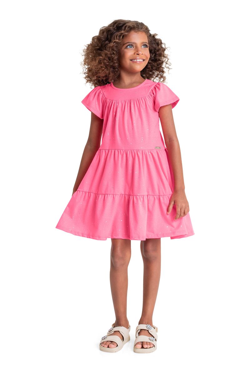 Vestido-Infantil-com-Glitter-para-Menina-Rosa