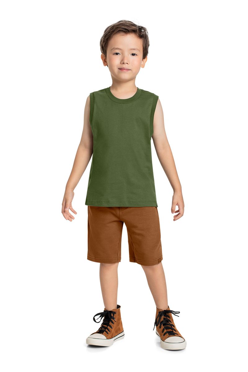 Regata-Basica-Infantil-em-Meia-Malha-para-Menino-Verde-Escuro