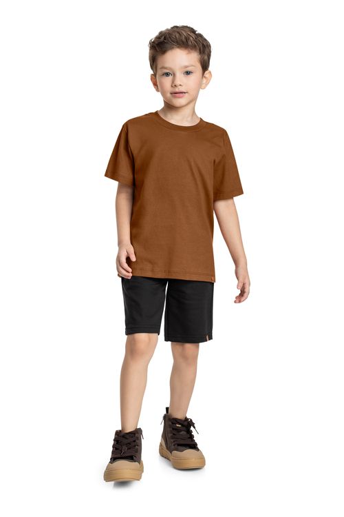 Camiseta Básica Infantil em Meia Malha para Menino (Marrom) Quimby