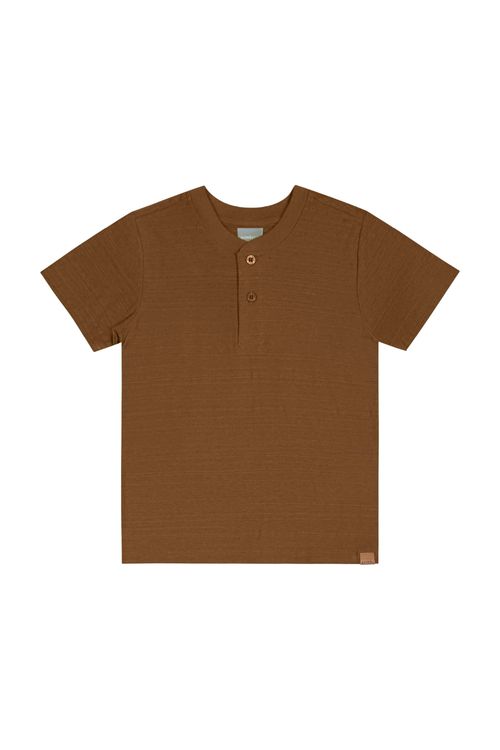 Camisa Portuguesa Infantil em Malha Flamê para Menino (Marrom) Quimby