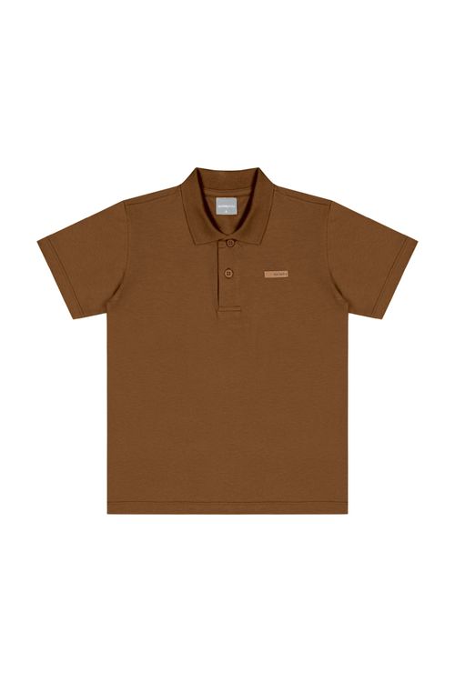 Camisa Polo Infantil em Meia Malha para Menino (Marrom) Quimby