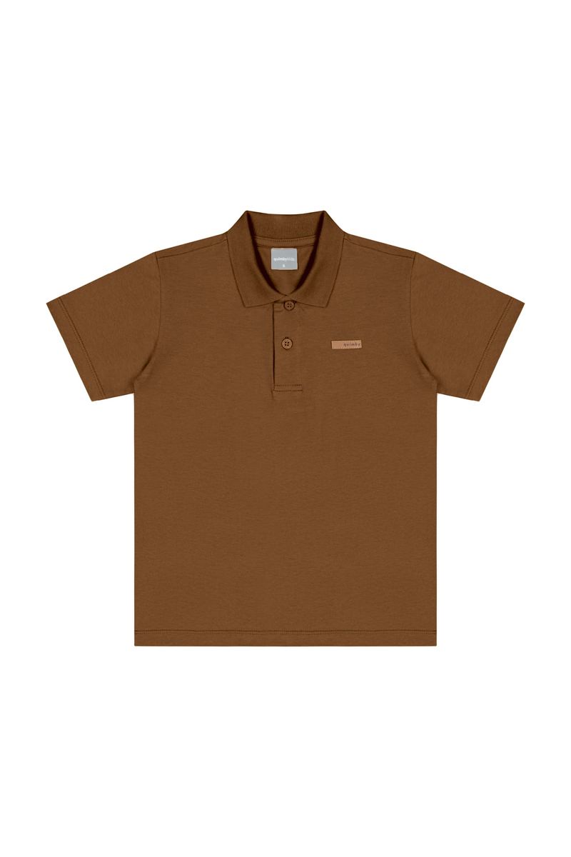 Camisa-Polo-Infantil-em-Meia-Malha-para-Menino-Marrom