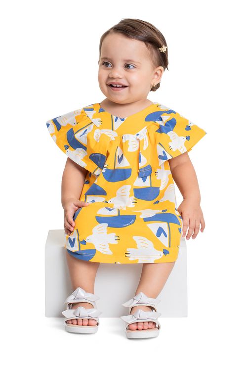 Vestido para Bebê Menina (Amarelo) Quimby