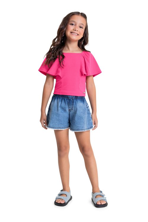 Short Jeans Infantil para Menina (Azul) Quimby