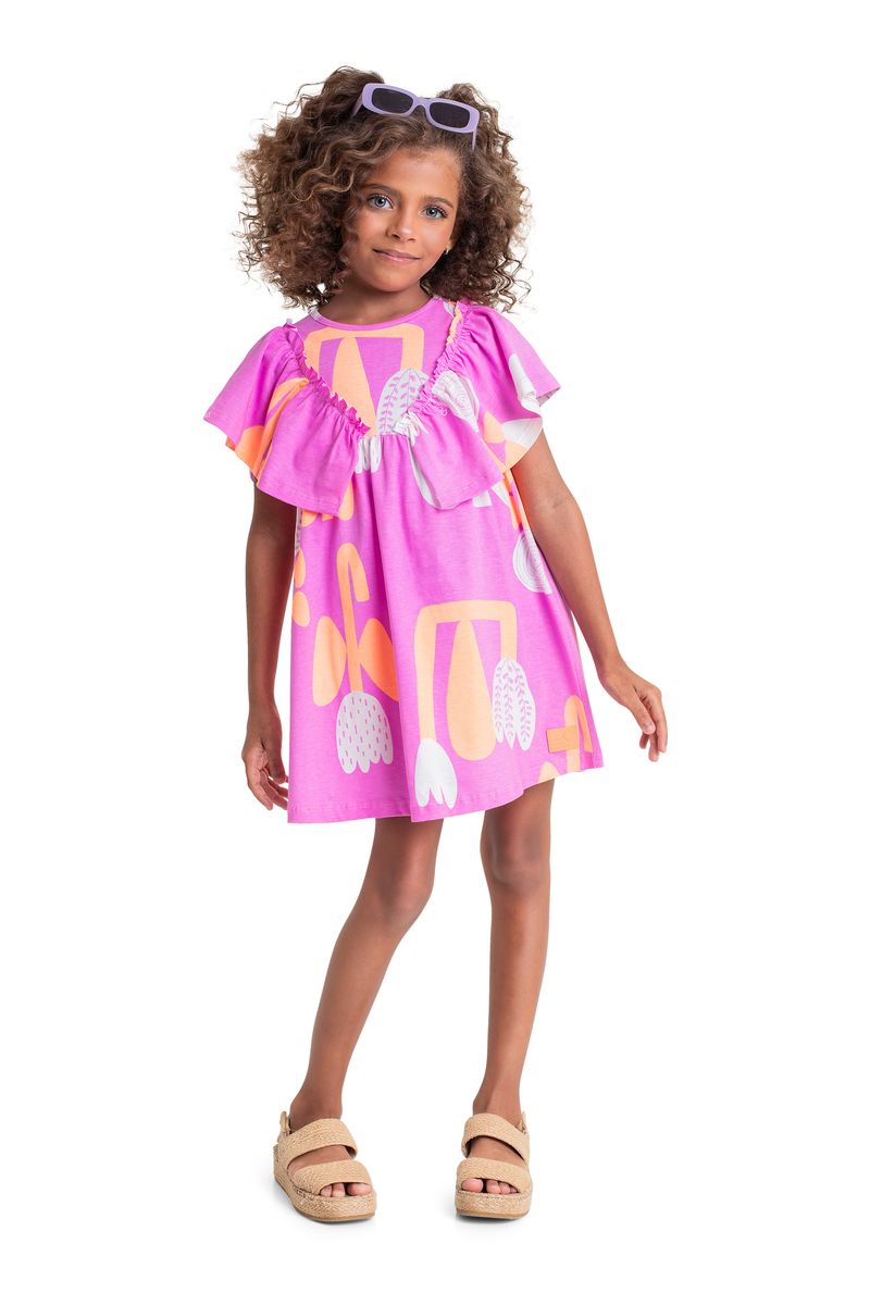 Vestido-Infantil-com-Babados-para-Menina-Roxo