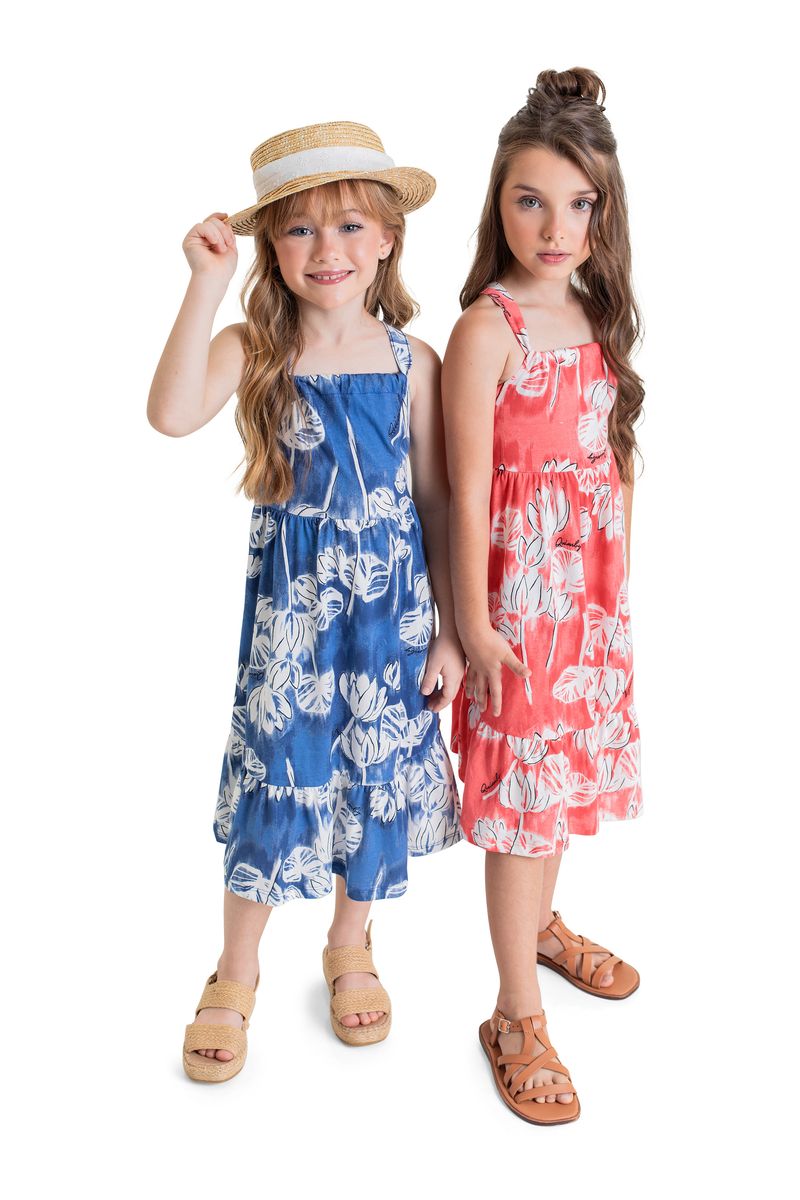 Vestido-Floral-Infantil-para-Menina--Vermelho--Quimby