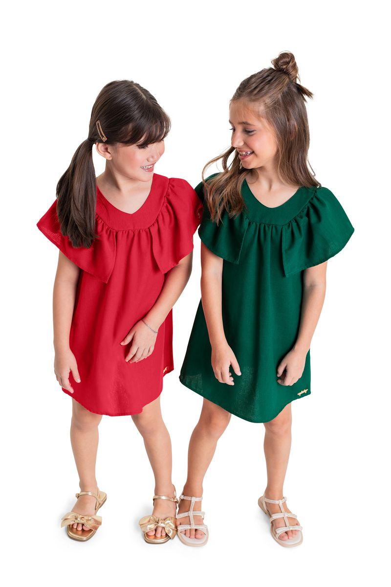 Vestido-Infantil-em-Tecido-para-Menina-Verde