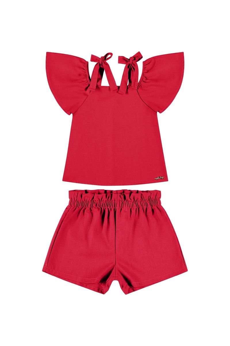 Conjunto-com-Bata-e-Short-Infantil-para-Menina-Vermelho