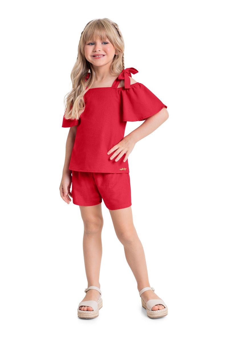 Conjunto-com-Bata-e-Short-Infantil-para-Menina-Vermelho