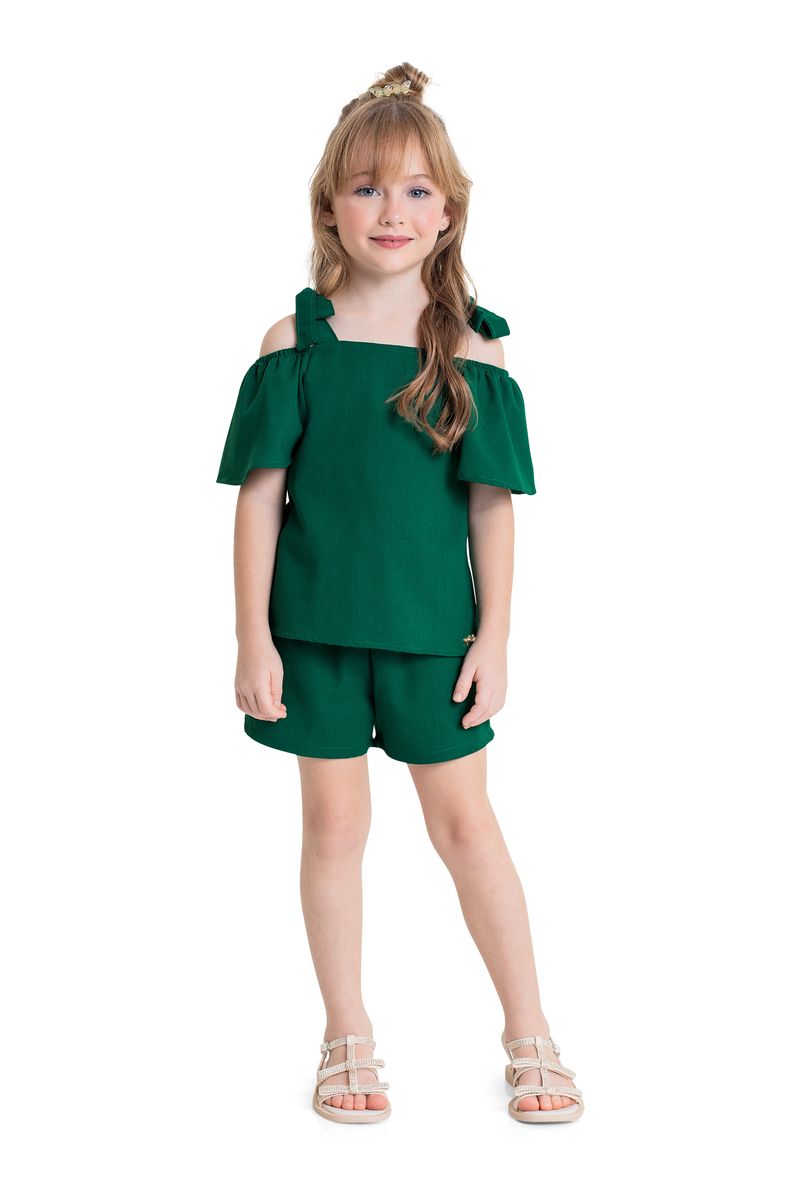 Conjunto-com-Bata-e-Short-Infantil-para-Menina-Verde