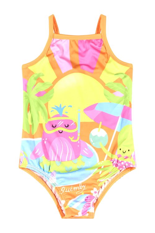Maiô Infantil Estampado em Malha FPS +50 (Laranja) Quimby