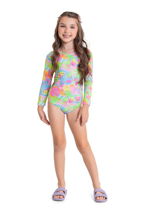Maiô Manga Longa para Menina com FPS +50 (Verde) Quimby