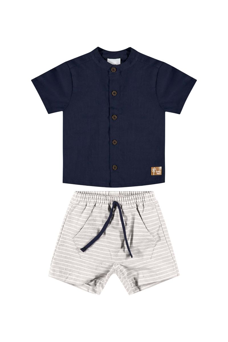 Conjunto-com-Camisa-e-Bermuda-para-Bebe-Menino-Azul-Marinho