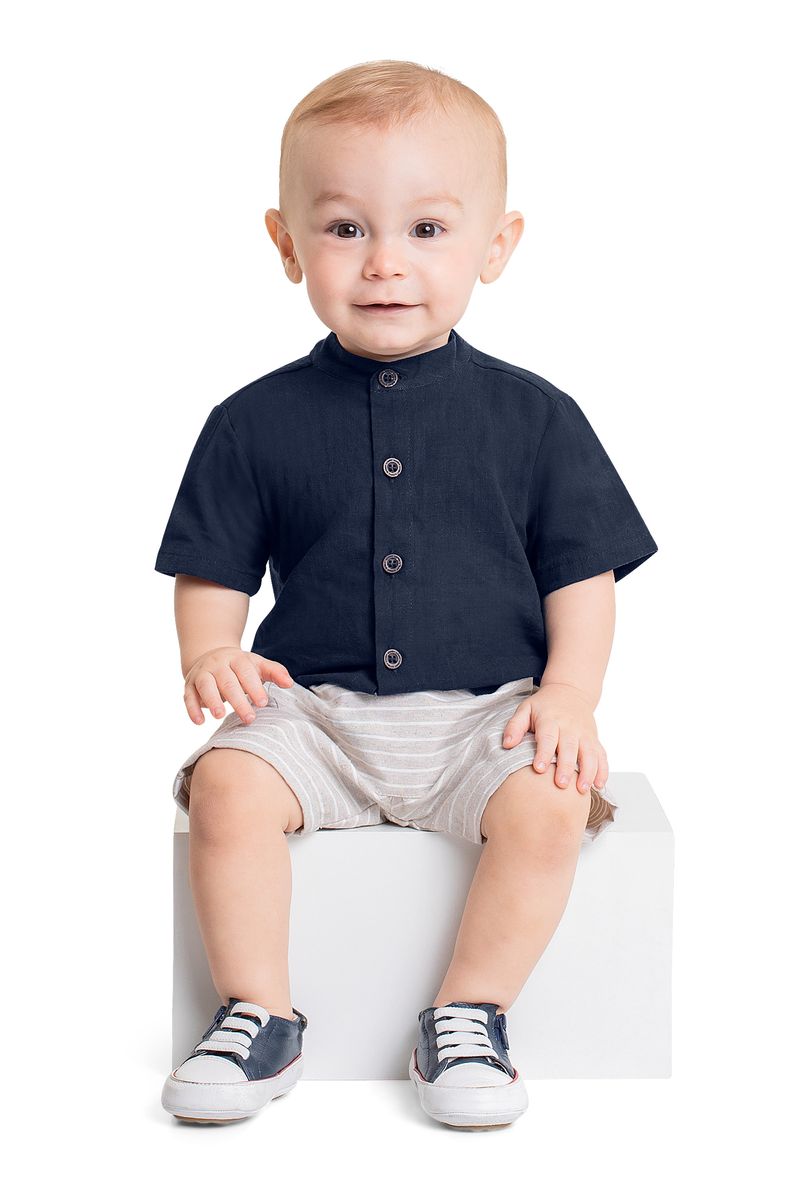 Conjunto-com-Camisa-e-Bermuda-para-Bebe-Menino-Azul-Marinho