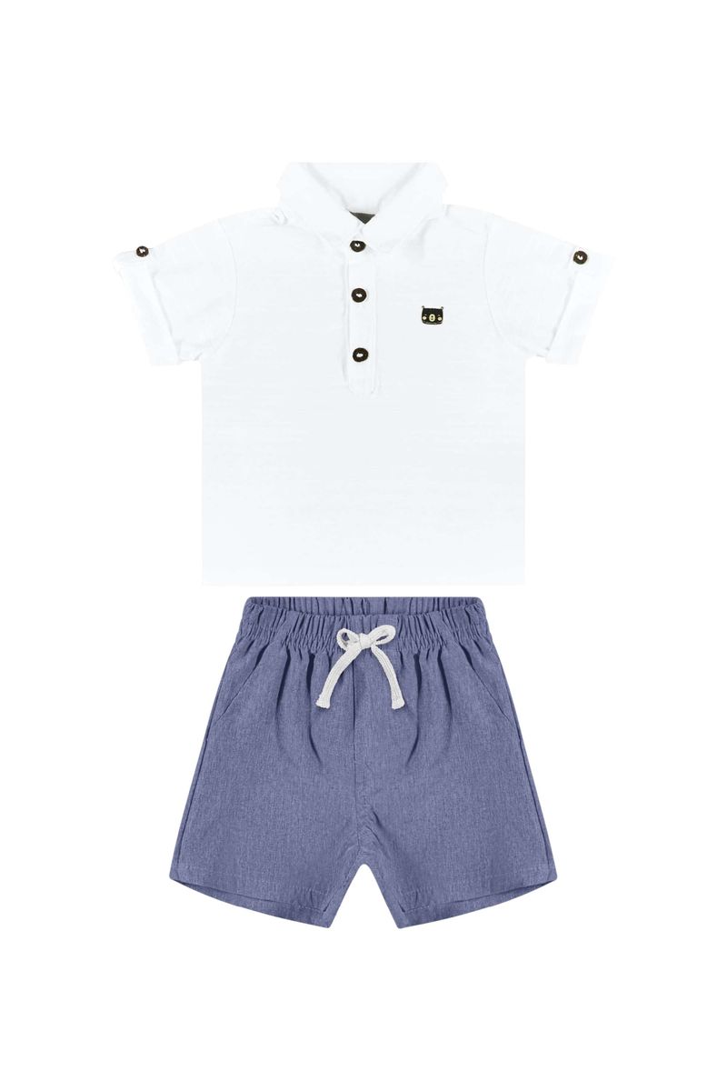 Conjunto-com-Camisa-Polo-e-Bermuda-para-Bebe-Menino-Branco