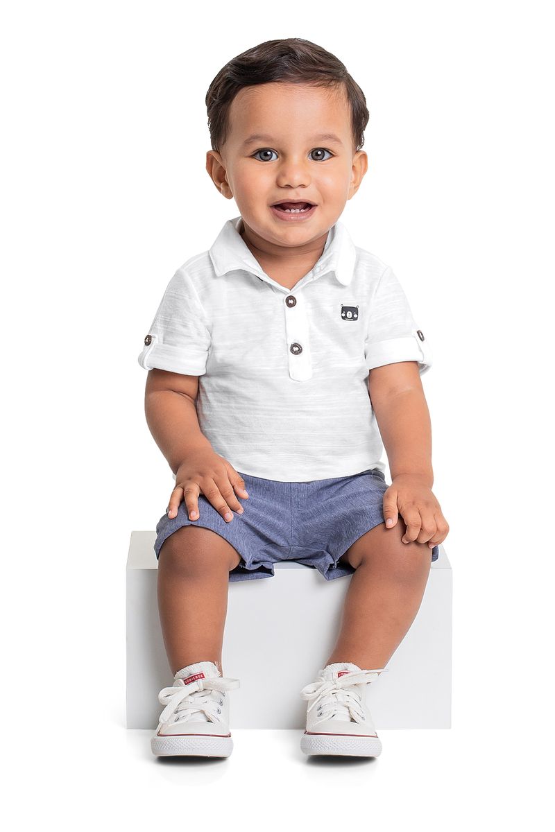 Conjunto-com-Camisa-Polo-e-Bermuda-para-Bebe-Menino-Branco