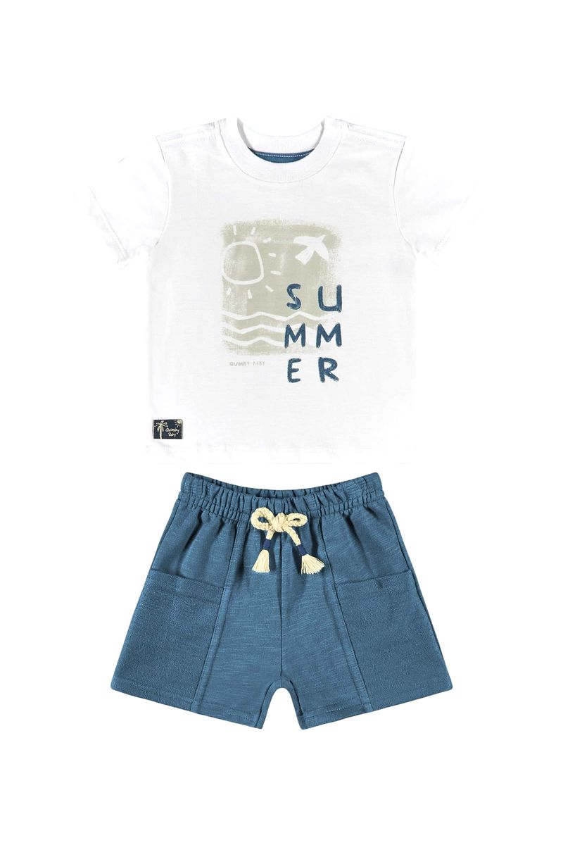 Conjunto-com-Camiseta-Verao-e-Bermuda-para-Bebe-Menino-Branco