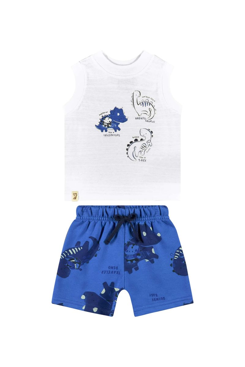 Conjunto-com-Camiseta-de-Dinossauro-e-Bermuda-para-Bebe-Menino-Branco