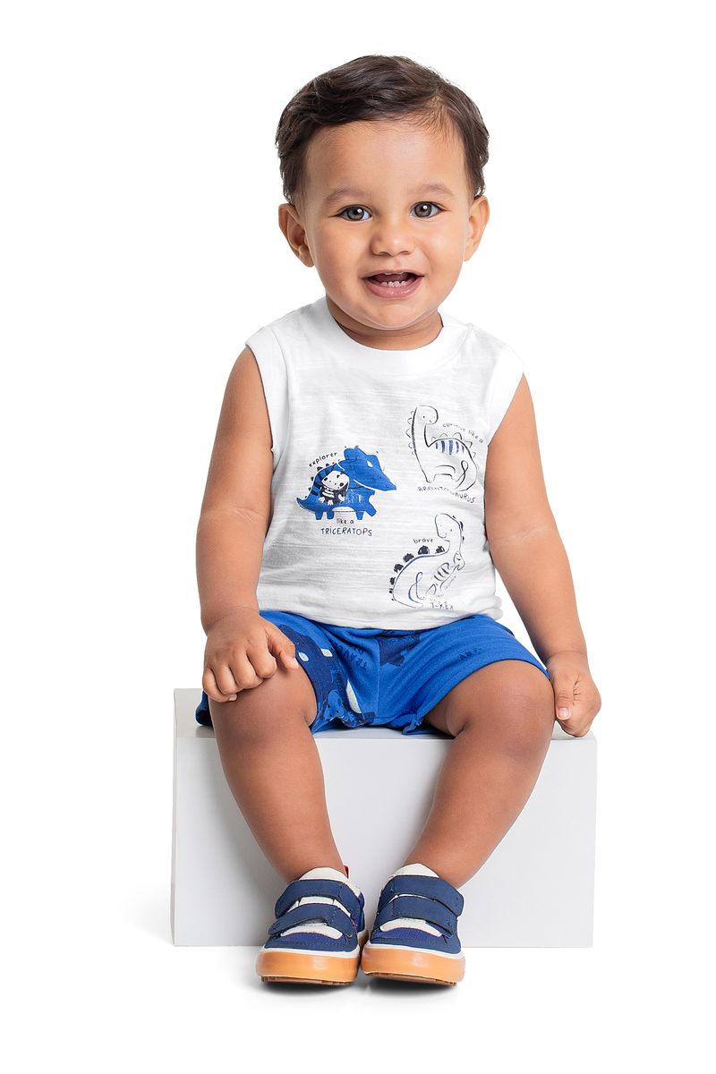 Conjunto-com-Camiseta-de-Dinossauro-e-Bermuda-para-Bebe-Menino-Branco
