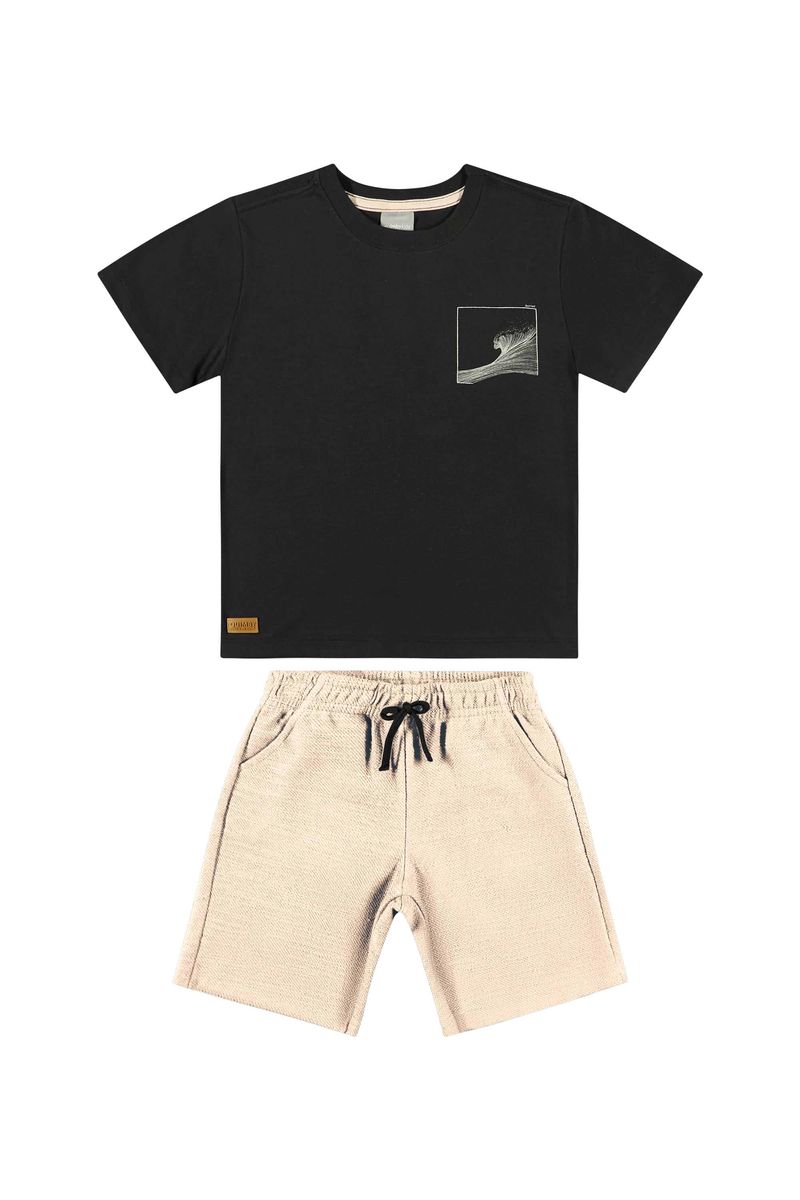 Conjunto-Infantil-com-Camiseta-e-Bermuda-para-Menino-Preto