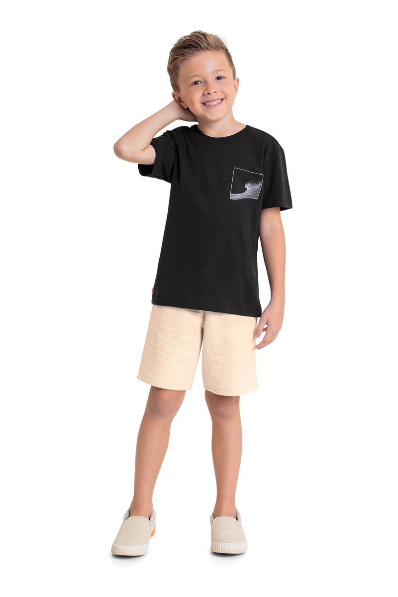 Conjunto-Infantil-com-Camiseta-e-Bermuda-para-Menino-Preto