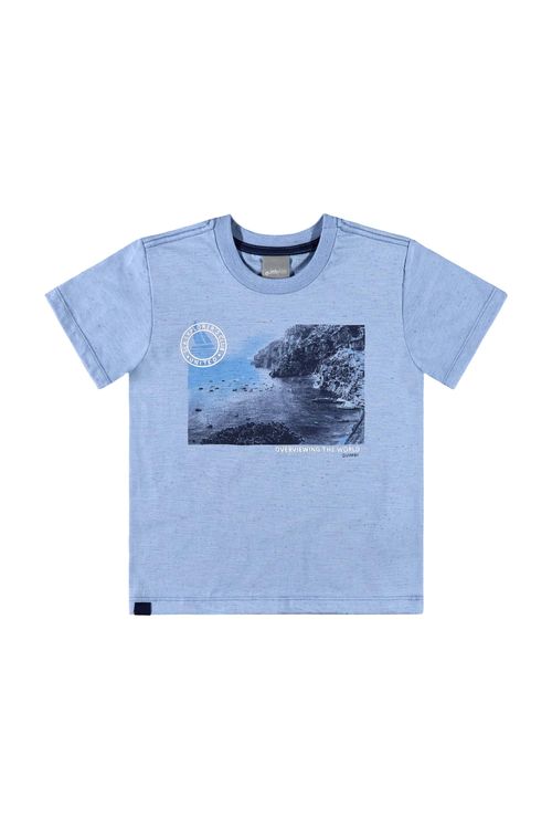 Camiseta Infantil Estampada para Menino (Azul) Quimby