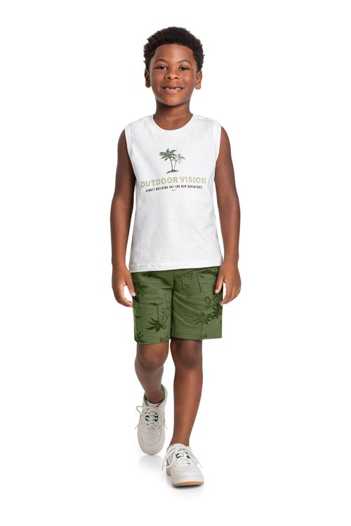 Conjunto Infantil com Regata e Bermuda para Menino (Branco) Quimby