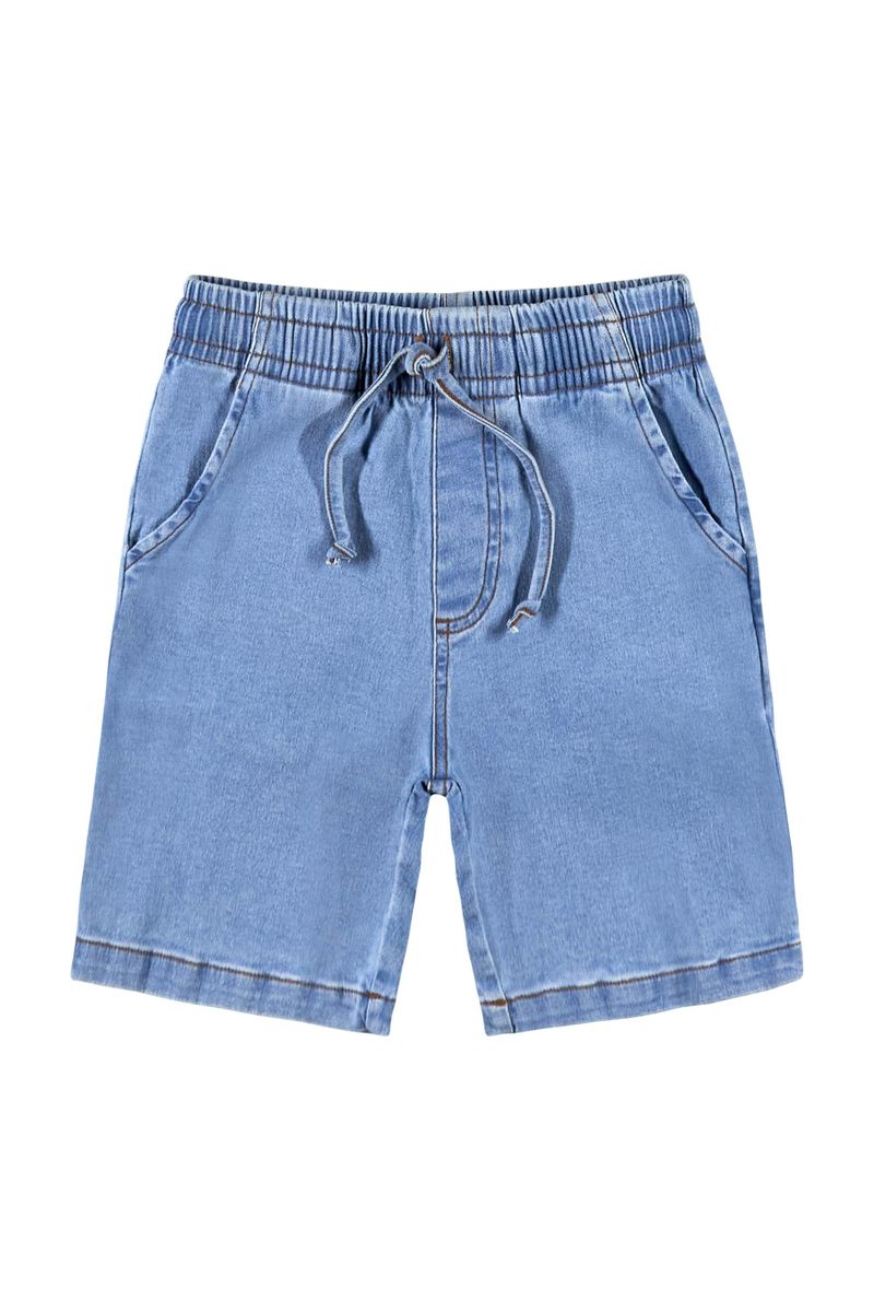 Conjunto-Infantil-com-Camiseta-e-Bermuda-Jeans-para-Menino-Azul-Marinho