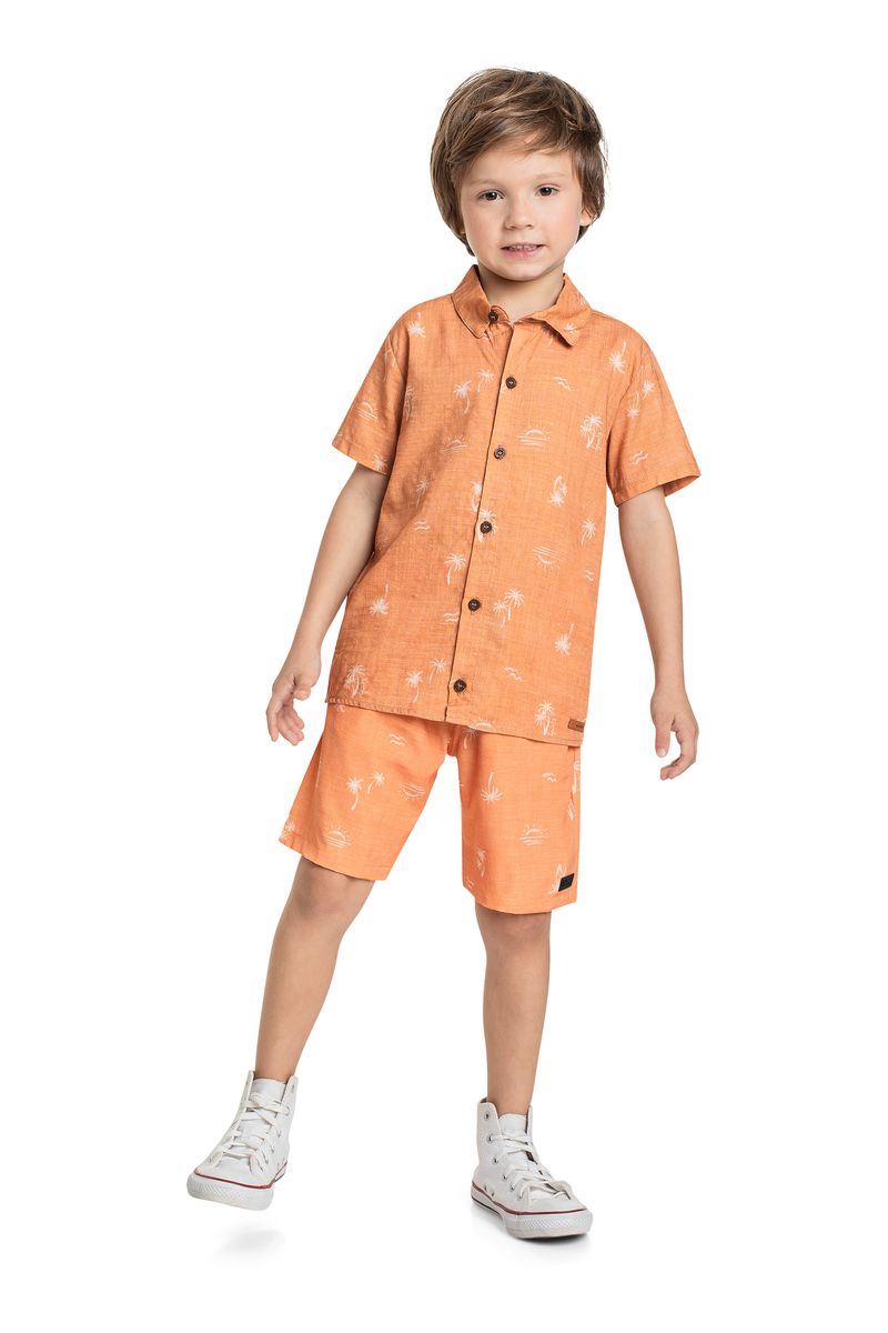 Camisa-de-Algodao-Infantil-para-Menino-Marrom