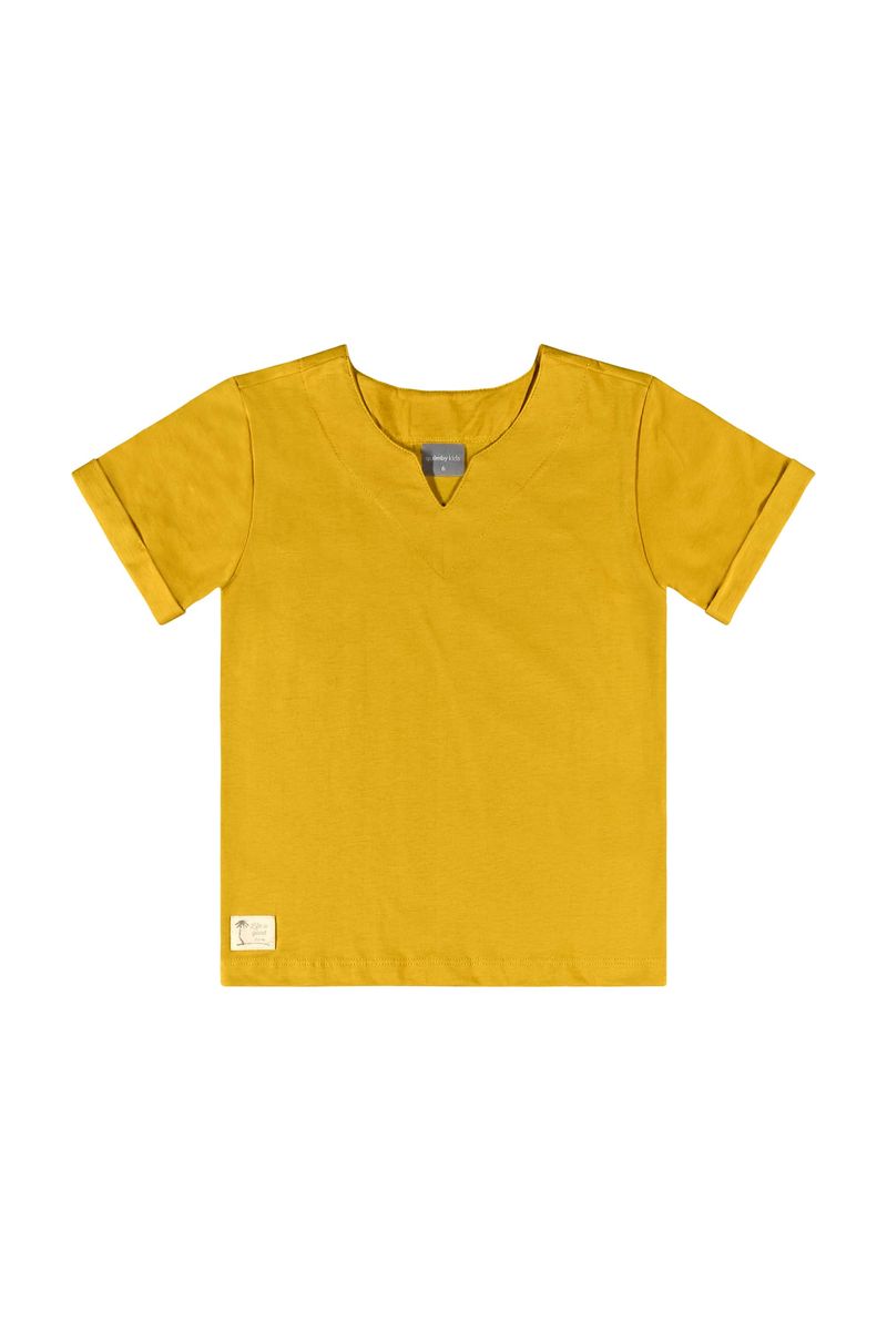 Conjunto-Infantil-com-Camiseta-e-Bermuda-para-Menino-Amarelo
