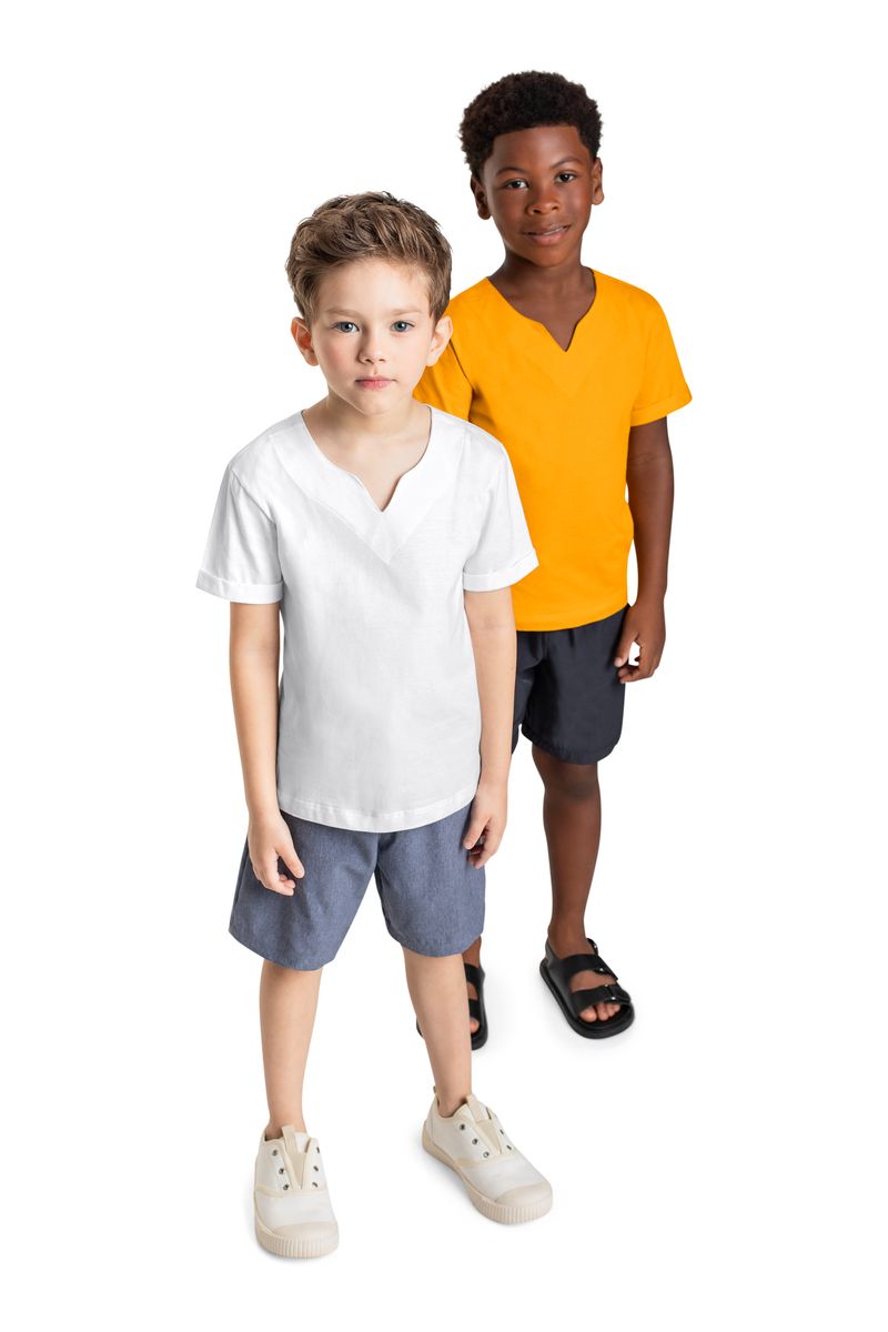 Conjunto-Infantil-com-Camiseta-e-Bermuda-para-Menino-Amarelo