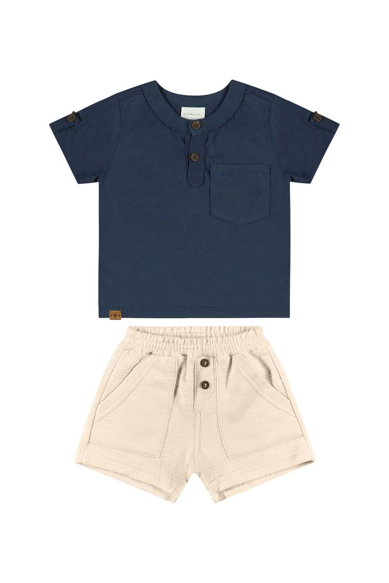 Conjunto-com-Camiseta-e-Bermuda-para-Bebe-Menino-Azul-Marinho