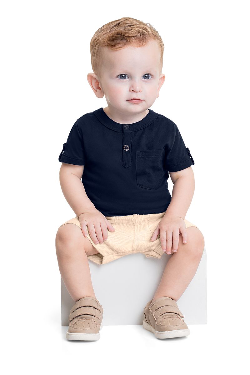 Conjunto-com-Camiseta-e-Bermuda-para-Bebe-Menino-Azul-Marinho