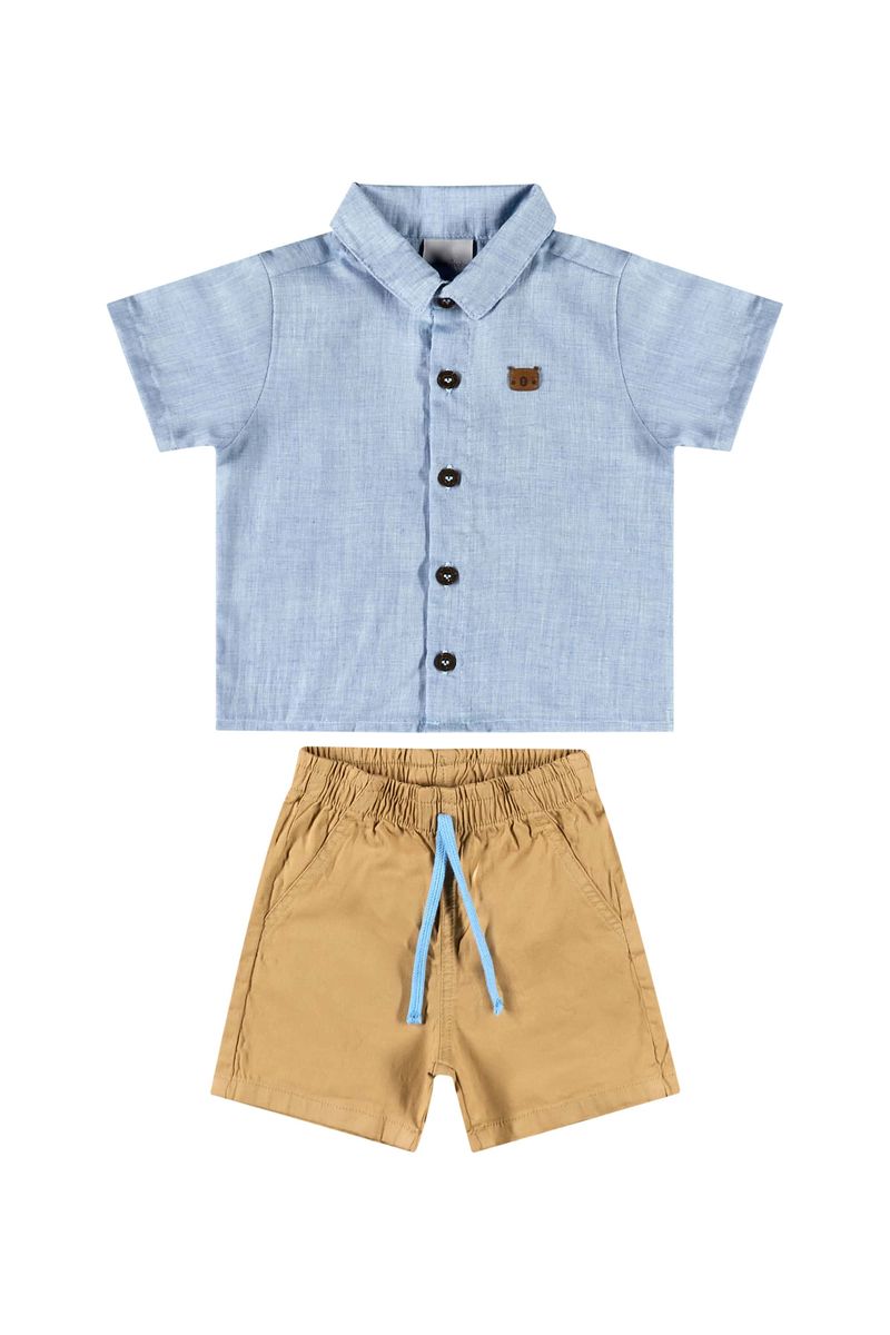 Conjunto-com-Camisa-e-Bermuda-para-Bebe-Menino-Azul