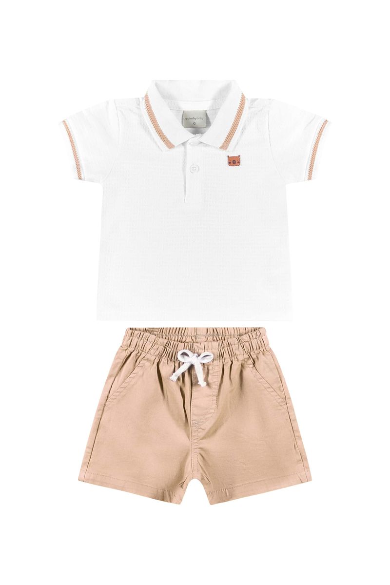 Conjunto-com-Camisa-Polo-e-Bermuda-para-Bebe-Menino-Branco