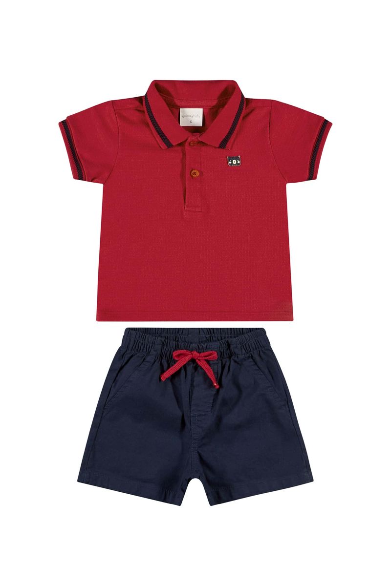 Conjunto-com-Camisa-Polo-e-Bermuda-para-Bebe-Menino-Vermelho