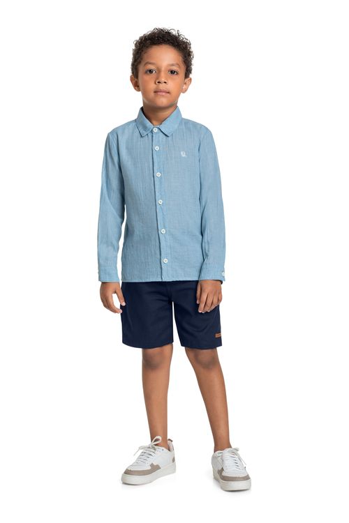 Bermuda Infantil em Tecido para Menino (Azul Marinho) Quimby