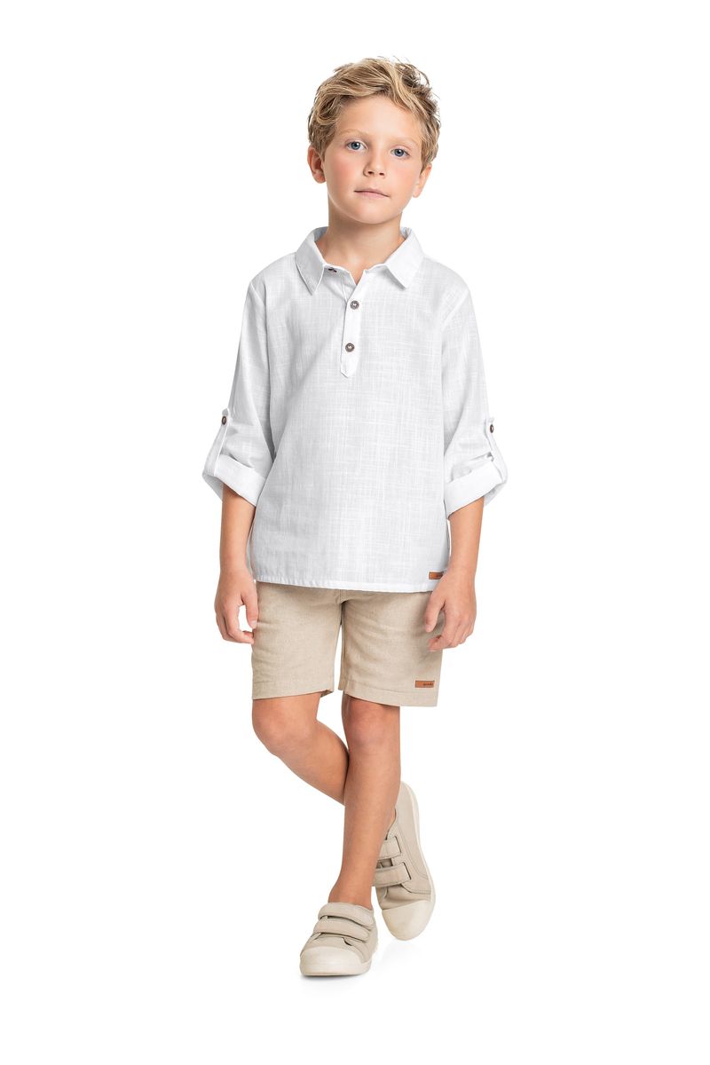 Camisa-Manga-Longa-Infantil-em-Tecido-para-Menino-Branco