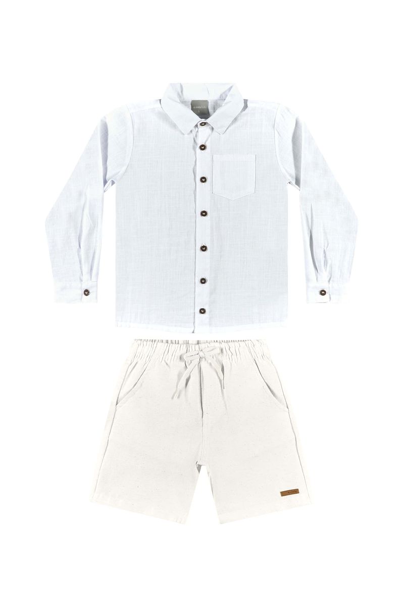 Conjunto-Infantil-com-Camisa-e-Bermuda-para-Menino-Branco-Quimby
