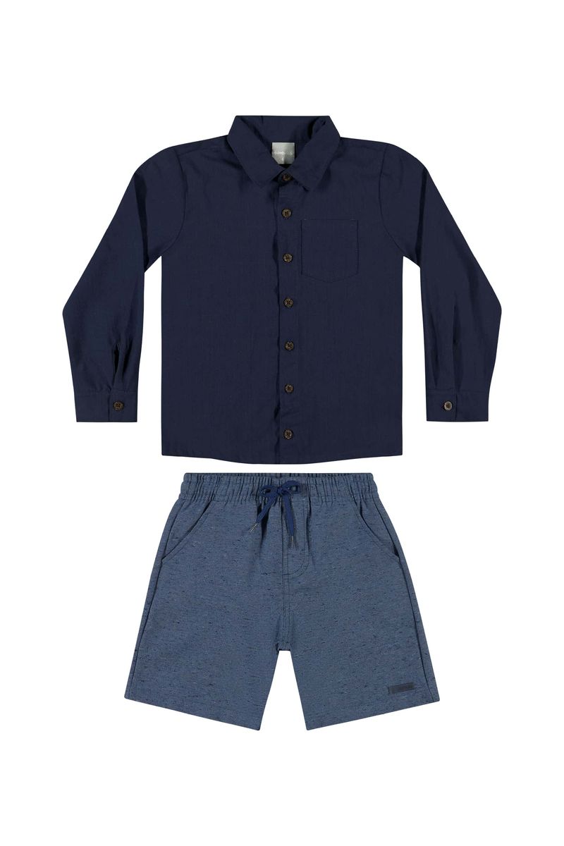 Conjunto-Infantil-com-Camisa-e-Bermuda-para-Menino-Azul-Marinho