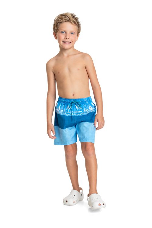 Bermuda Infantil em Microfibra para Menino (Azul Claro) Quimby