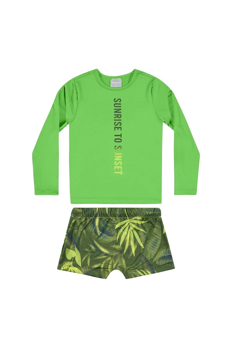 Conjunto-Infantil-com-Camiseta-e-Sunga-com-FPS--50-para-Menino-Verde