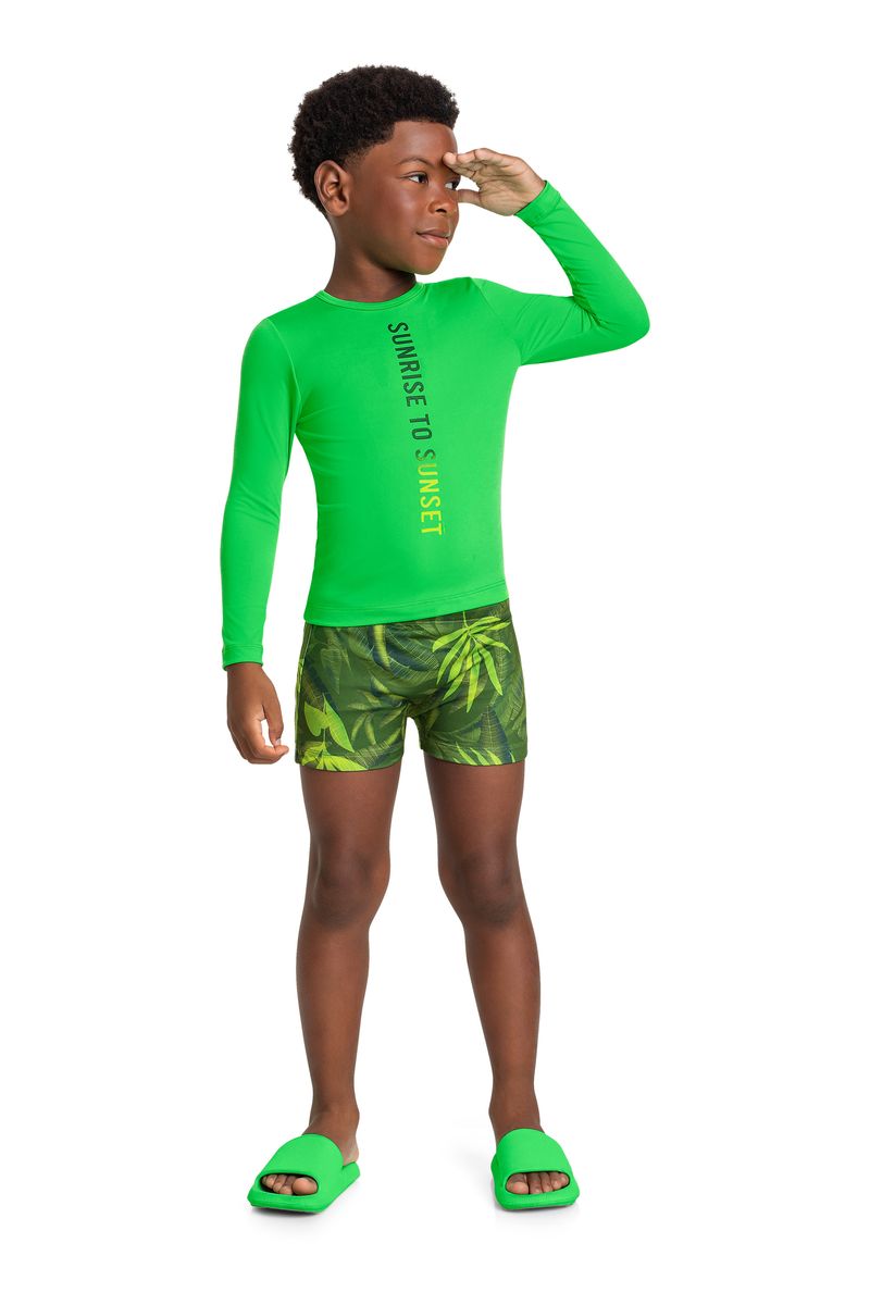 Conjunto-Infantil-com-Camiseta-e-Sunga-com-FPS--50-para-Menino-Verde