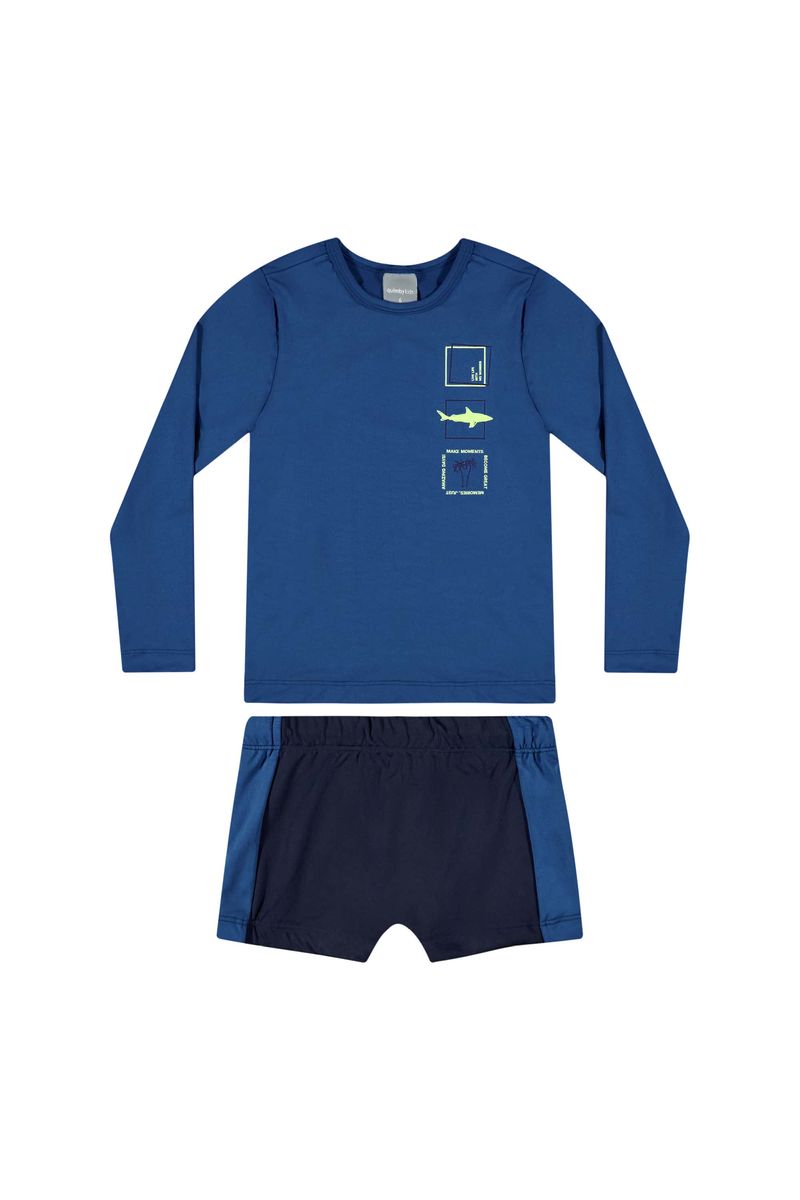 Conjunto-Infantil-com-Camiseta-e-Sunga-com-FPS--50-para-Menino-Azul-Claro