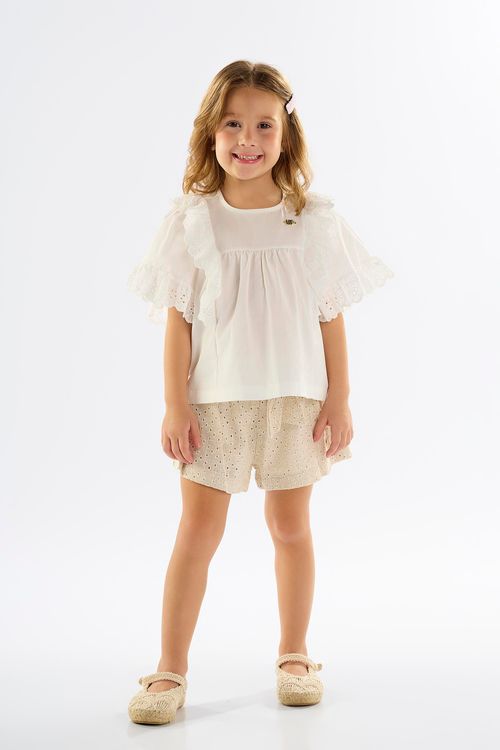 Bata Infantil para Menina em Tricoline (Bege) Up Baby